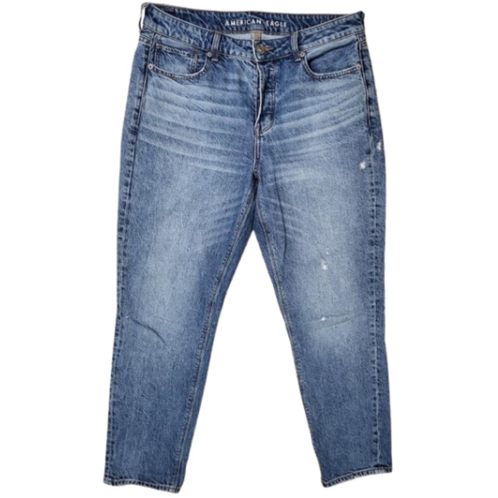 AMERICAN EAGLE Tom Girl Button Fly 100% Cotton Blue Denim Jeans - Women's 8